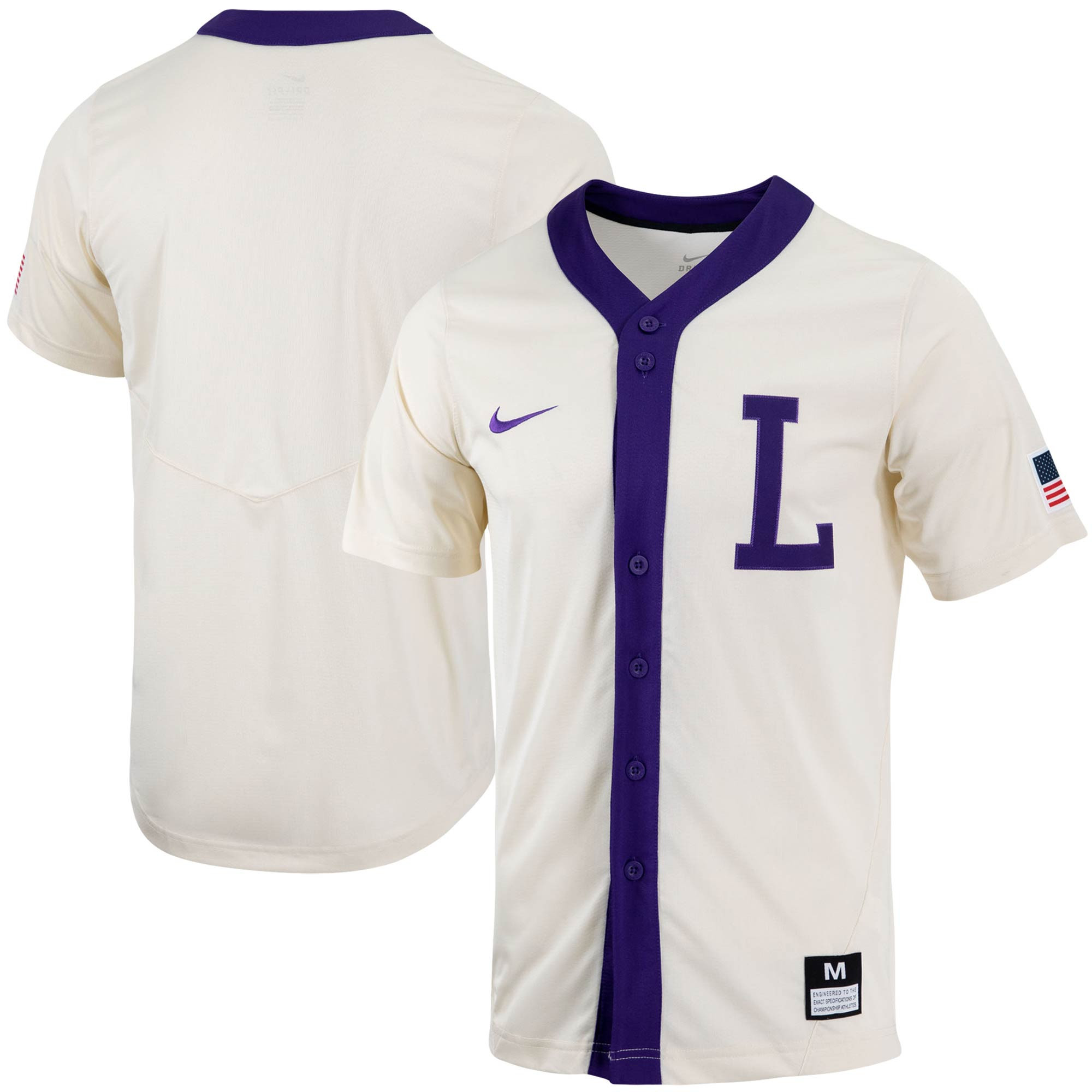 Lsu Tigers Replica Full-button Baseball Jersey - Natural Ncaa