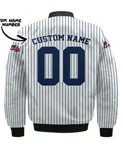MLB Atlanta Braves Custom Name Number Uniform Stripes Bomber Jacket