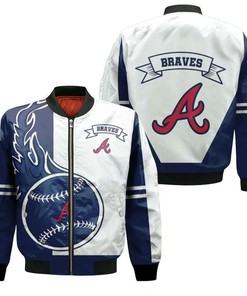 MLB Atlanta Braves White Navy Blue Bomber Jacket
