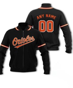 MLB Baltimore Orioles Custom Name Number Black Bomber Jacket