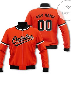 MLB Baltimore Orioles Custom Name Number Orange Bomber Jacket
