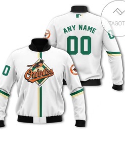 MLB Baltimore Orioles Custom Name Number White Bomber Jacket