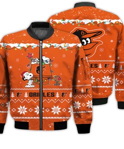 MLB Baltimore Orioles Snoopy Merry Christmas Bomber Jacket