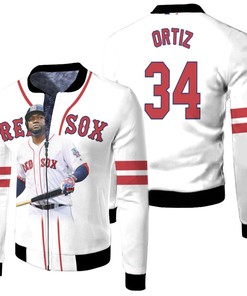 MLB Boston Red Sox David Ortiz 34 Majestic Home Player 2019 White Bomber Jacket