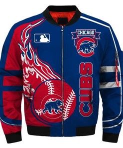 MLB Chicago Cubs Big Logo Red Blue Bomber Jacket
