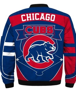 MLB Chicago Cubs Big Logo Red Blue Bomber Jacket