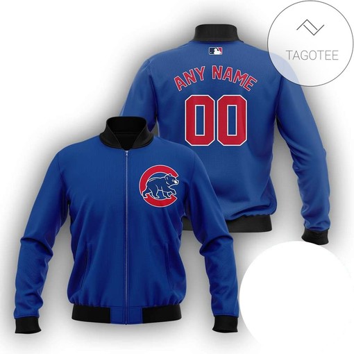 MLB Chicago Cubs Custom Name Number Blue Packer Lover Bomber Jacket