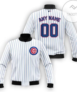 MLB Chicago Cubs Custom Name Number White Bomber Jacket