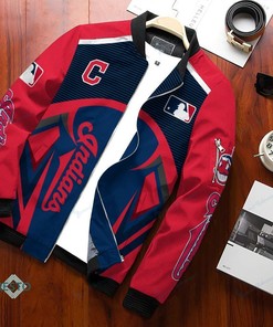 MLB Cleveland Indians Red Navy Bomber Jacket