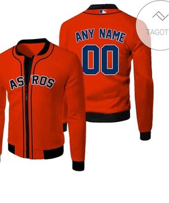 MLB Houston Astros Custom Name Number Orange Bomber Jacket