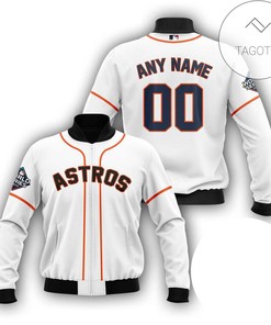 MLB Houston Astros Custom Name Number White Bomber Jacket