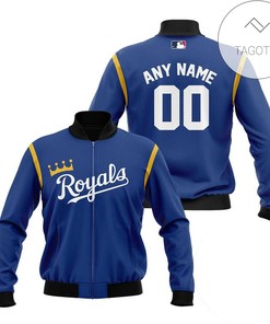 MLB Kansas City Royals Custom Name Number Blue Bomber Jacket