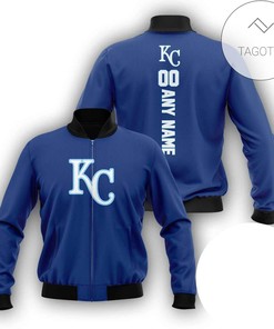 MLB Kansas City Royals Custom Name Number Blue Bomber Jacket V1