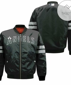 MLB Los Angeles Angels Black Jersey Inspired Style Bomber Jacket