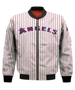 MLB Los Angeles Angels Custom Name Number Stripes Bomber Jacket