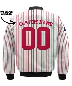 MLB Los Angeles Angels Custom Name Number Stripes Bomber Jacket