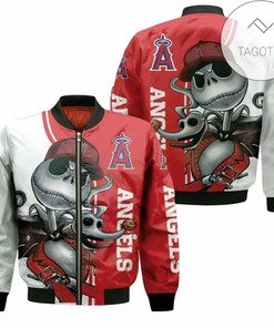MLB Los Angeles Angels Jack Skellington And Zero Bomber Jacket