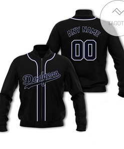 MLB Los Angeles Dodgers Custom Name Number Black Bomber Jacket V2