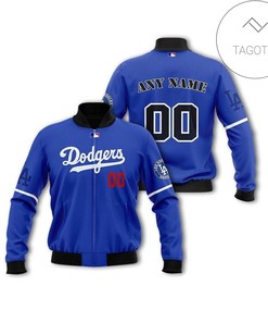 MLB Los Angeles Dodgers Custom Name Number Blue Bomber Jacket