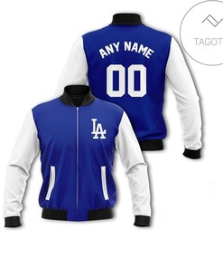 MLB Los Angeles Dodgers Custom Name Number Blue White Bomber Jacket