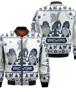 MLB Milwaukee Brewers Christmas Gnomes Bomber Jacket