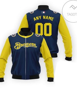 MLB Milwaukee Brewers Custom Name Number Bomber Jacket V2