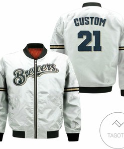 MLB Milwaukee Brewers Travis Shaw Custom Name Bomber Jacket