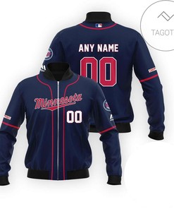 MLB Minnesota Twins Custom Name Number Navy Bomber Jacket