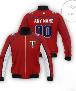 MLB Minnesota Twins Custom Name Number Red Bomber Jacket