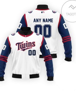 MLB Minnesota Twins Custom Name Number White Bomber Jacket