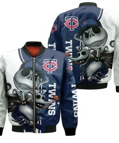 MLB Minnesota Twins Jack Skellington And Zero Bomber Jacket