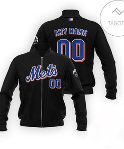 MLB New York Mets Custom Name Number Black Bomber Jacket