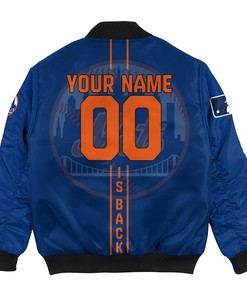 MLB New York Mets Custom Name Number Bomber Jacket V6
