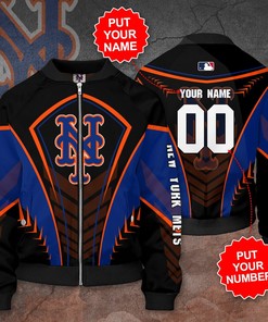MLB New York Mets Custom Name Number Bomber Jacket V7