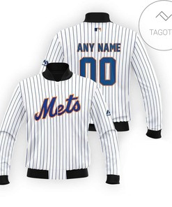 MLB New York Mets Custom Name Number Orange White Bomber Jacket