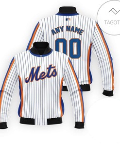 MLB New York Mets Custom Name Number White Bomber Jacket