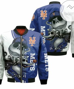 MLB New York Mets Jack Skellington And Zero Bomber Jacket