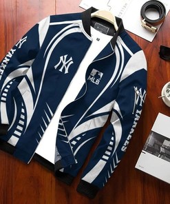MLB New York Yankees Blue White Bomber Jacket