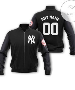 MLB New York Yankees Custom Name Number Black Bomber Jacket