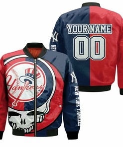MLB New York Yankees Custom Name Number Grateful Dead Skull Bronx Bomber Jacket