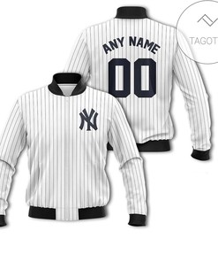MLB New York Yankees Custom Name Number White Bomber Jacket