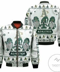 MLB Oakland Athletics Christmas Gnomes Bomber Jacket