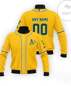 MLB Oakland Athletics Custom Name Number Yellow Bomber Jacket