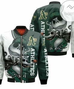 MLB Oakland Athletics Jack Skellington And Zero Bomber Jacket