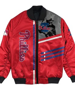MLB Philadelphia Phillies Custom Name Number Red Bomber Jacket