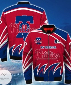 MLB Philadelphia Phillies Red Blue Bomber Jacket