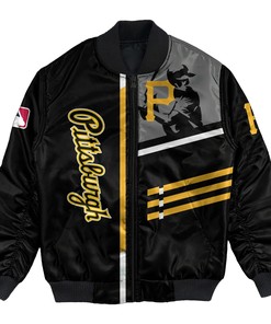 MLB Pittsburgh Pirates Custom Name Number Black Bomber Jacket