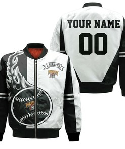 MLB Pittsburgh Pirates Custom Name Number Black White Bomber Jacket