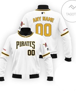 MLB Pittsburgh Pirates Custom Name Number White Bomber Jacket