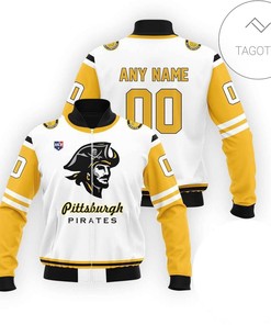 MLB Pittsburgh Pirates Custom Name Number Yellow White Bomber Jacket